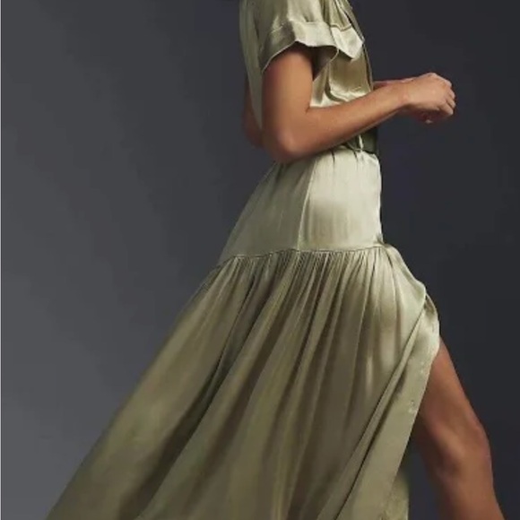 XL Anthropologie Dress (Elliott) moss green midi dress. - Picture 10 of 11